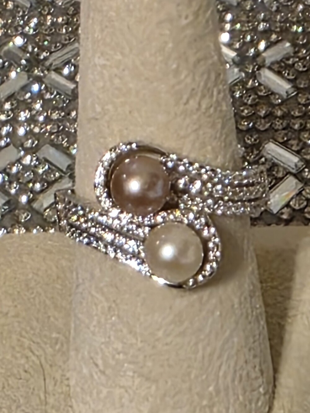 Vantel Pearls NWT Fifth Avenue Two-Pearl Ring in Sterling Silver 925 MSRP$119